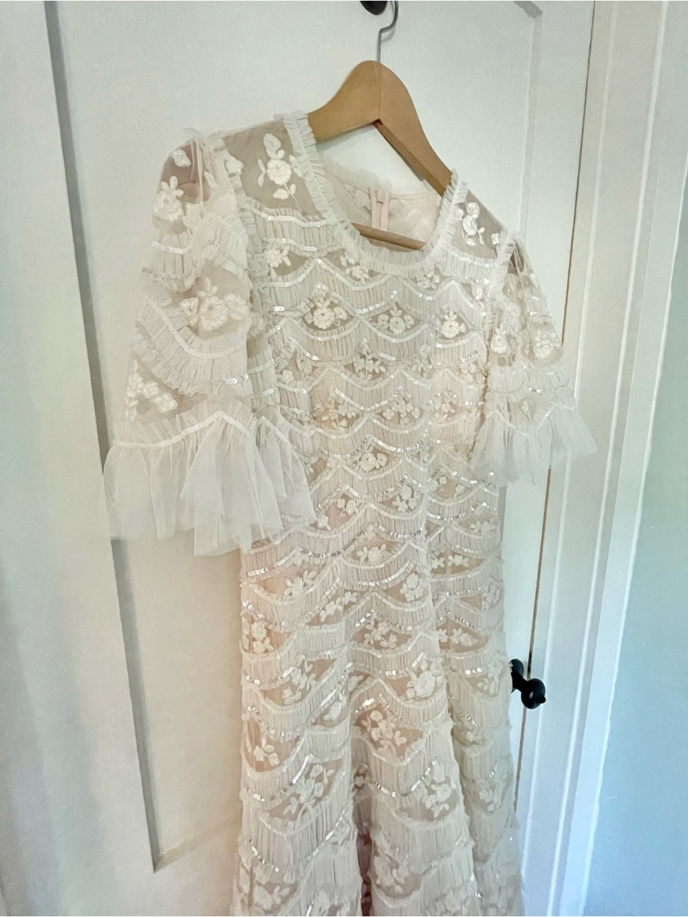 Needle & Thread Carmen Ruffle ankle 
Gown Champagne, size US 8 - Picture 5 of 8